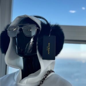 Glitz Black Genuine Fur Earmuffs